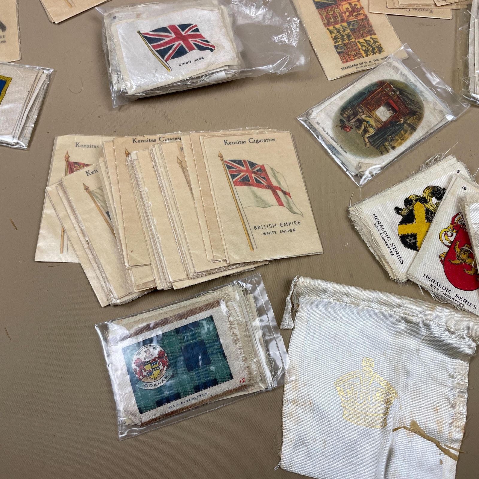 Vintage Cigarette Silks Fabric Flags Tobacco Card Lot Set Collectable Textile Collectors Kensitas B.D.V Assortment photo buy