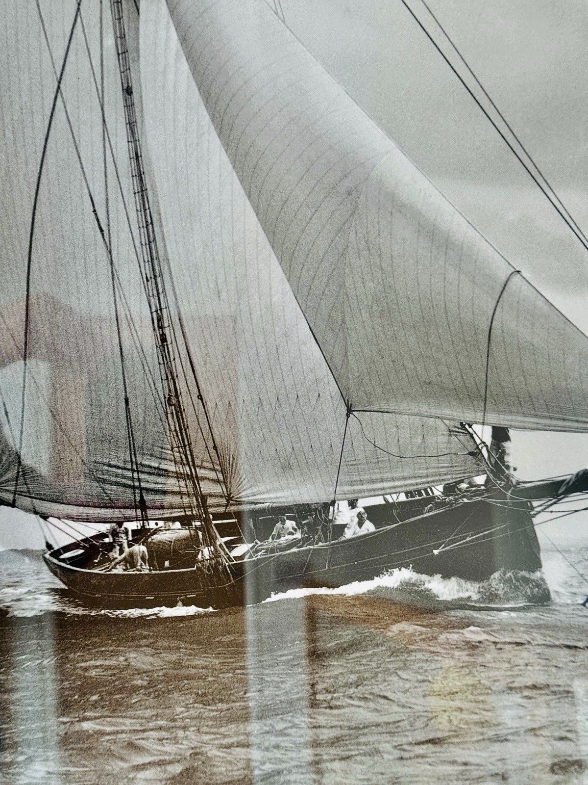 Vintage Framed Frank Beken Beken Of Cowes Monochrome Print “Irex 1911” photo for sale