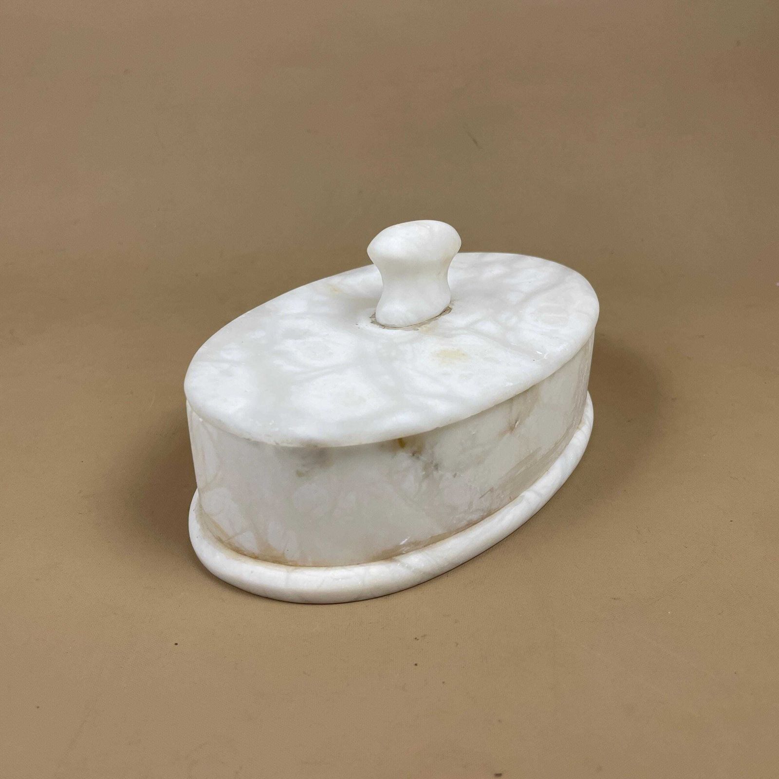 White Onyx Trinket Box Marble Lidded Pot Decorative Vanity Storage Keepsake Stone Jewellery Box Bedroom Dressing Table Decor photo Home Decor