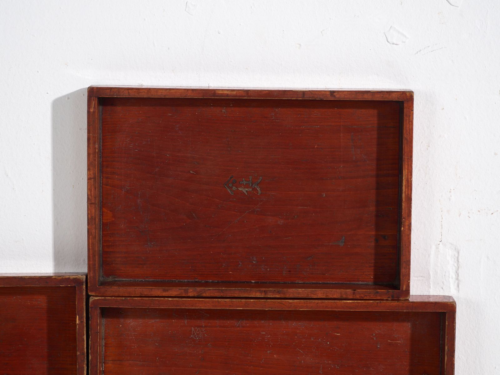 Antique Japanese Wooden Serving Trays Set Of 7 – Taishō–Showa Period (C.1910–1940) photo vinterior