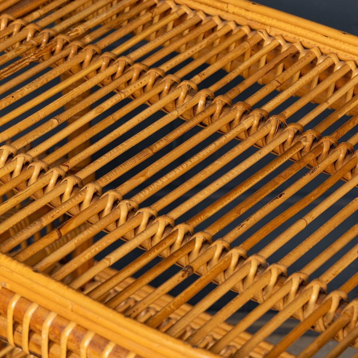Furniture Vintage 20th Century Italian Rattan & Bamboo Drinks Trolley C.1960 photo