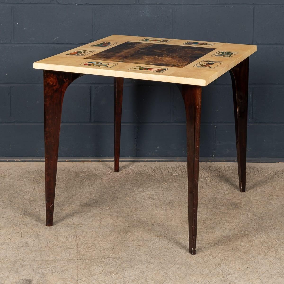 20thc Italian Dining Set / Games Table With Playing Cards Motif By Aldo Tura photo vinterior