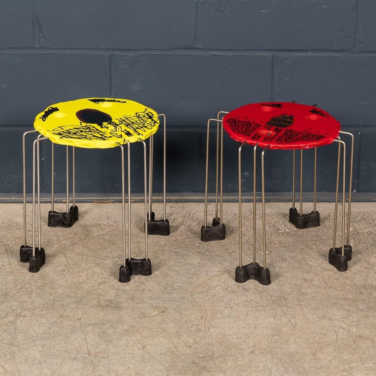 Gaetano Pesce Triple Play Side Tables, Resin & Steel, 21st Century photo furniture