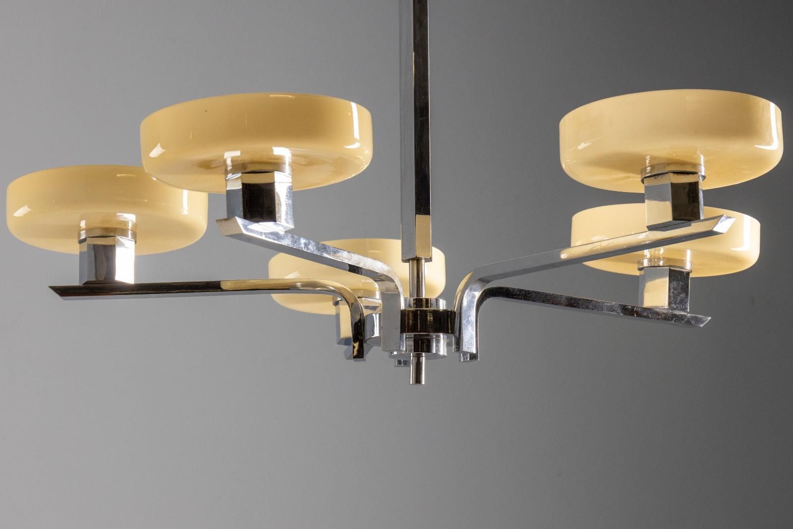 Art Deco Chandelier Bauhaus Influence 1930s photo Lighting