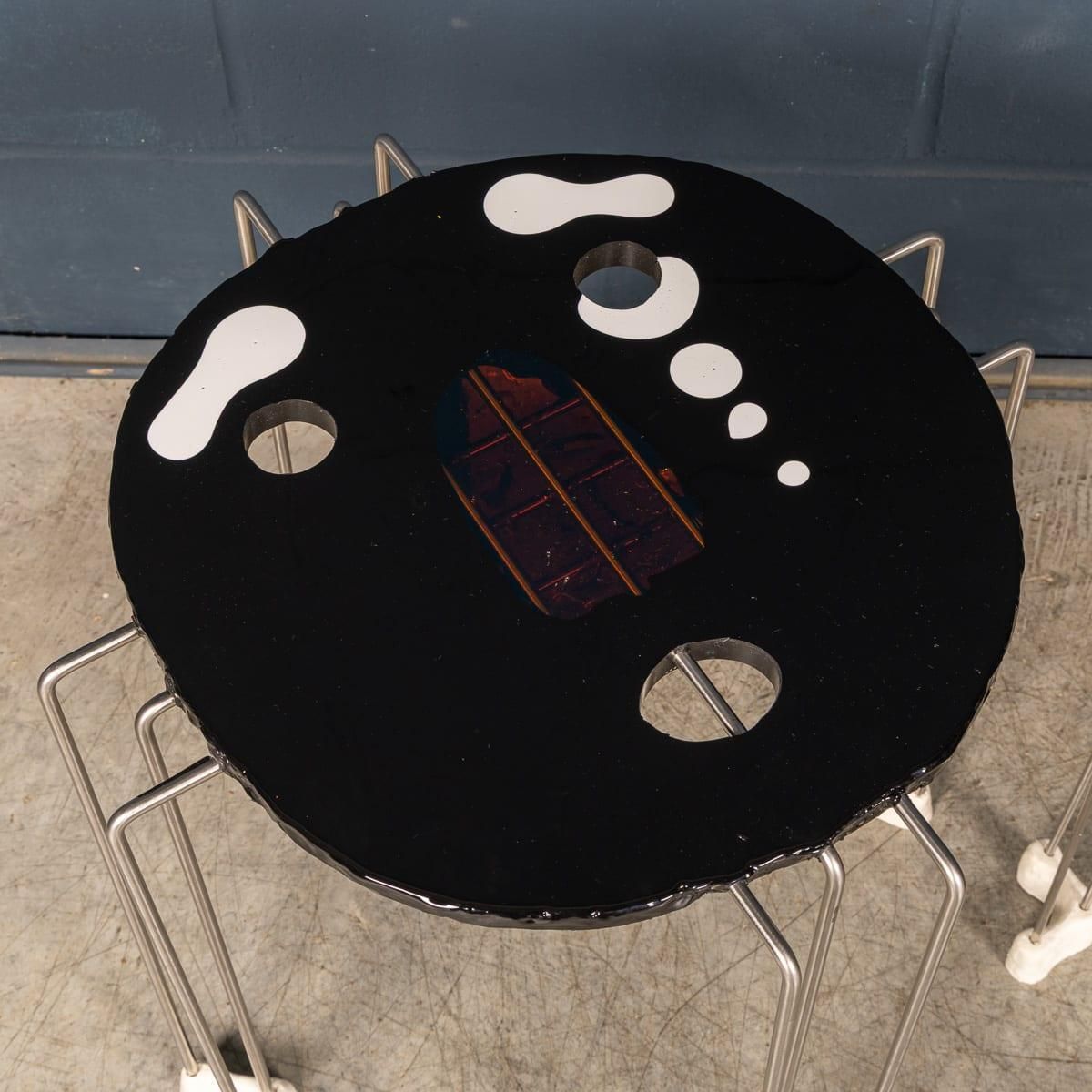 Gaetano Pesce Sculptural Coffee Tables In Black Resin, Fish Design photo vinterior