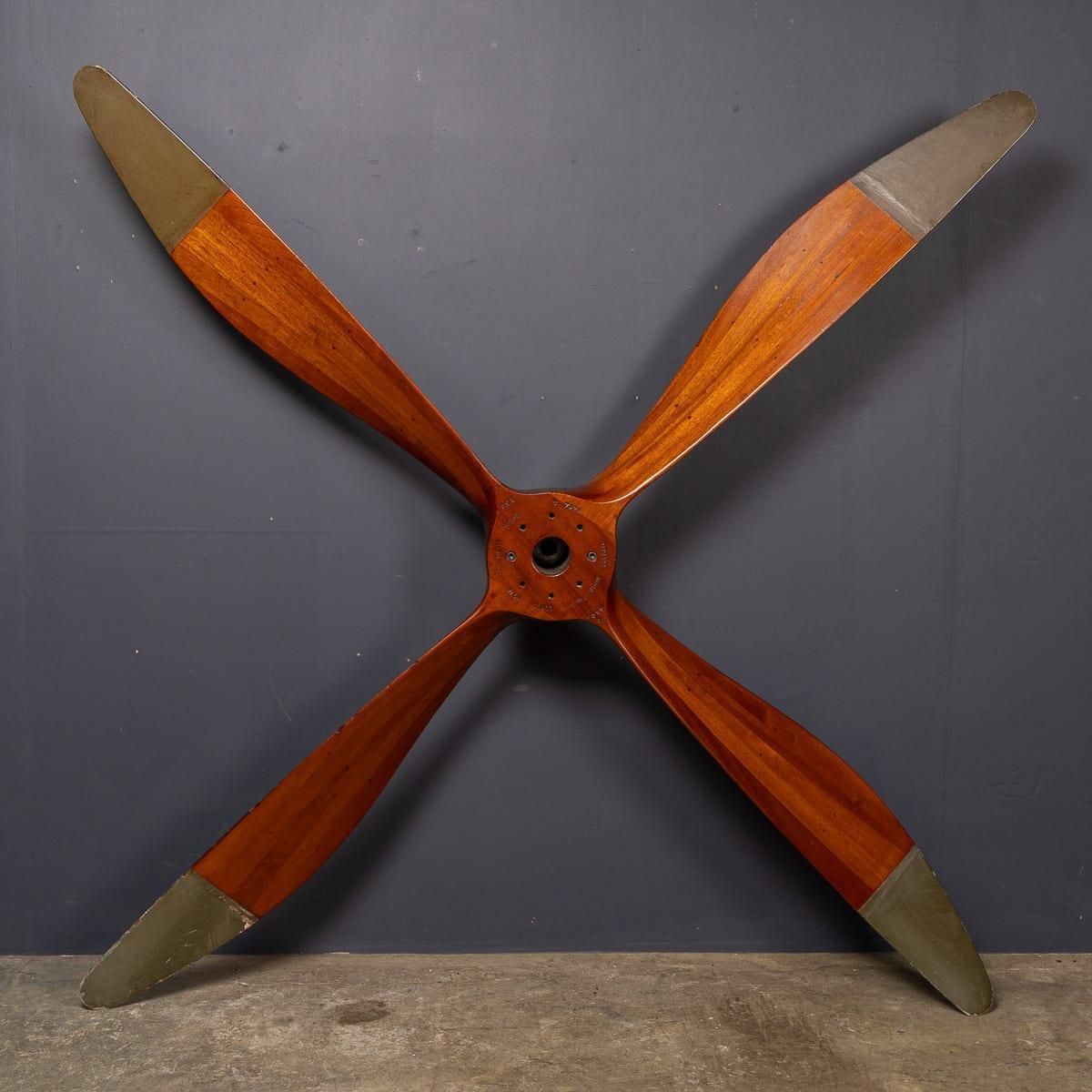 Antique 20thc Wwi British R.A.F. Fe8 Fighter Plane Four Blade Propeller C.1916 photo Home Decor