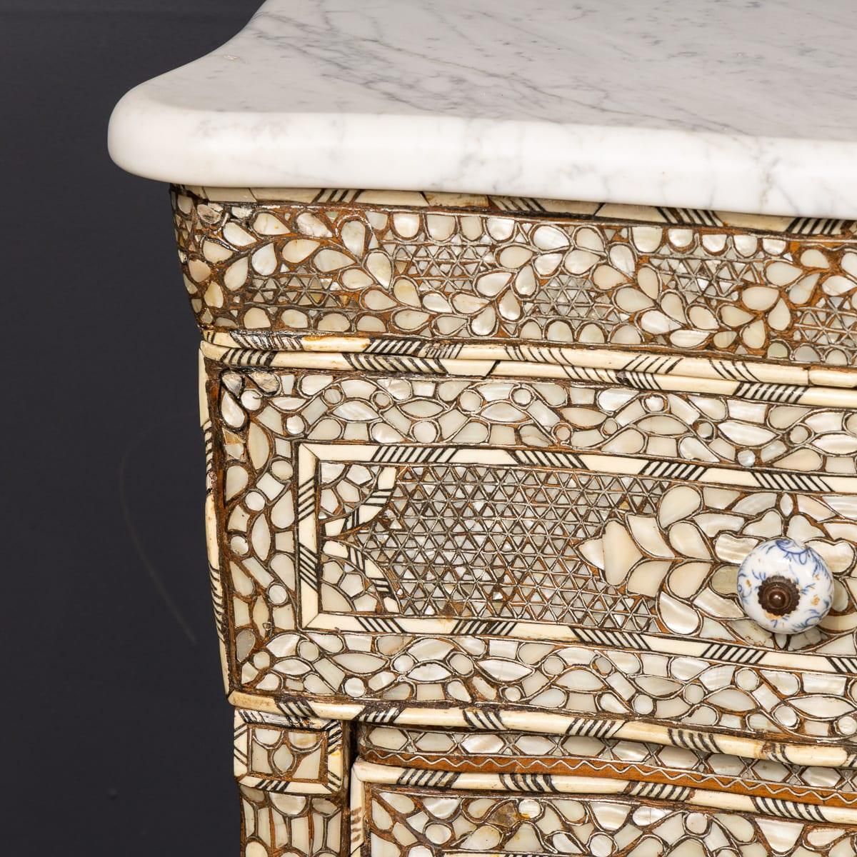 15784.0 20thc Levantine Mother Of Pearl & Camel Bone Inlaid Chest Of Drawers C.1900 photo