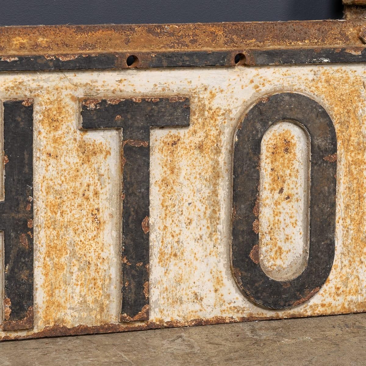 Vintage 20thc English Cast Iron With Black & White Enamel 'Brighton' Sign C.1940 photo vintage