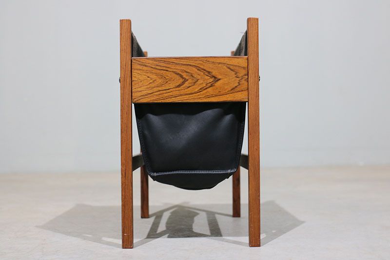 Danish Magazine Rack From The 1970s, Made Of Rosewood And Leather. photo 848.0