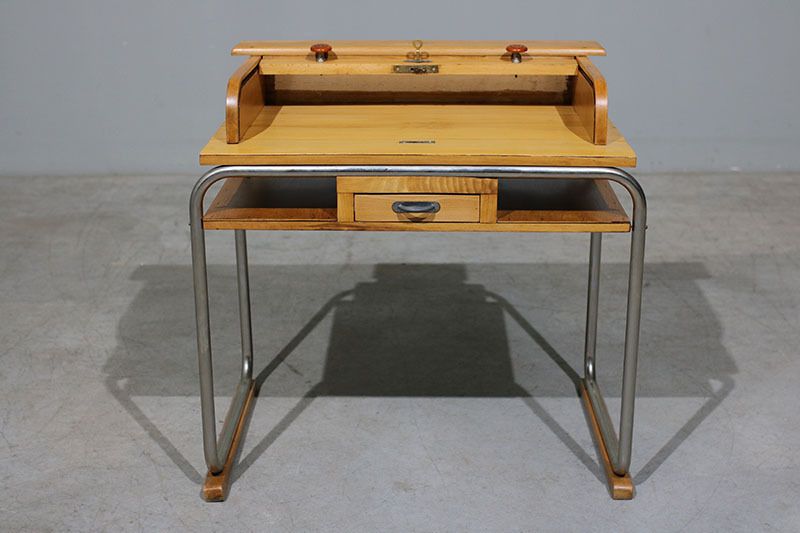 Desk In Chromed Metal And Wood. photo 518.0