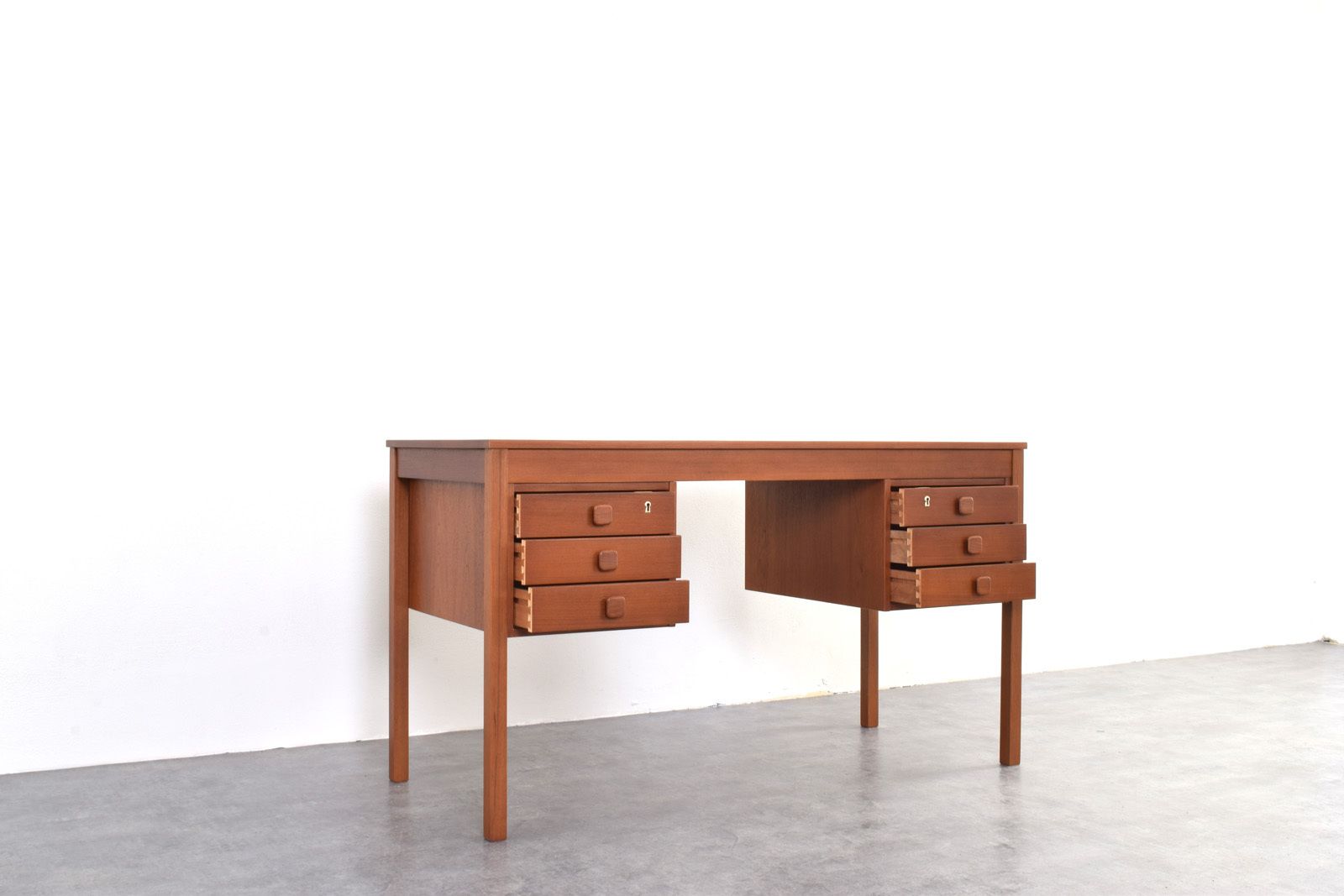 1450.0 Mid Century Danish Teak Desk From Domino Møbler, 1960s. photo