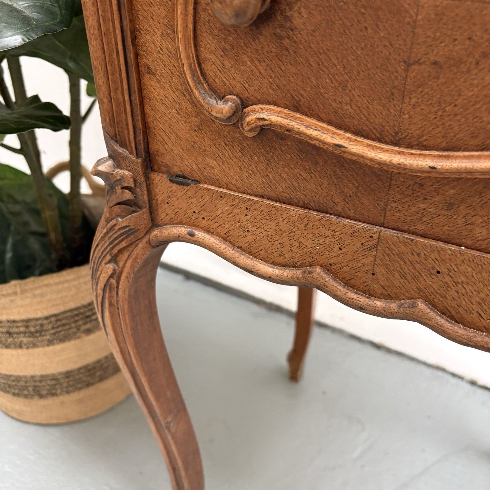 Antique French Louis XV Style Walnut & Marble Top Bedside Cabinet Nightstand photo 195.0