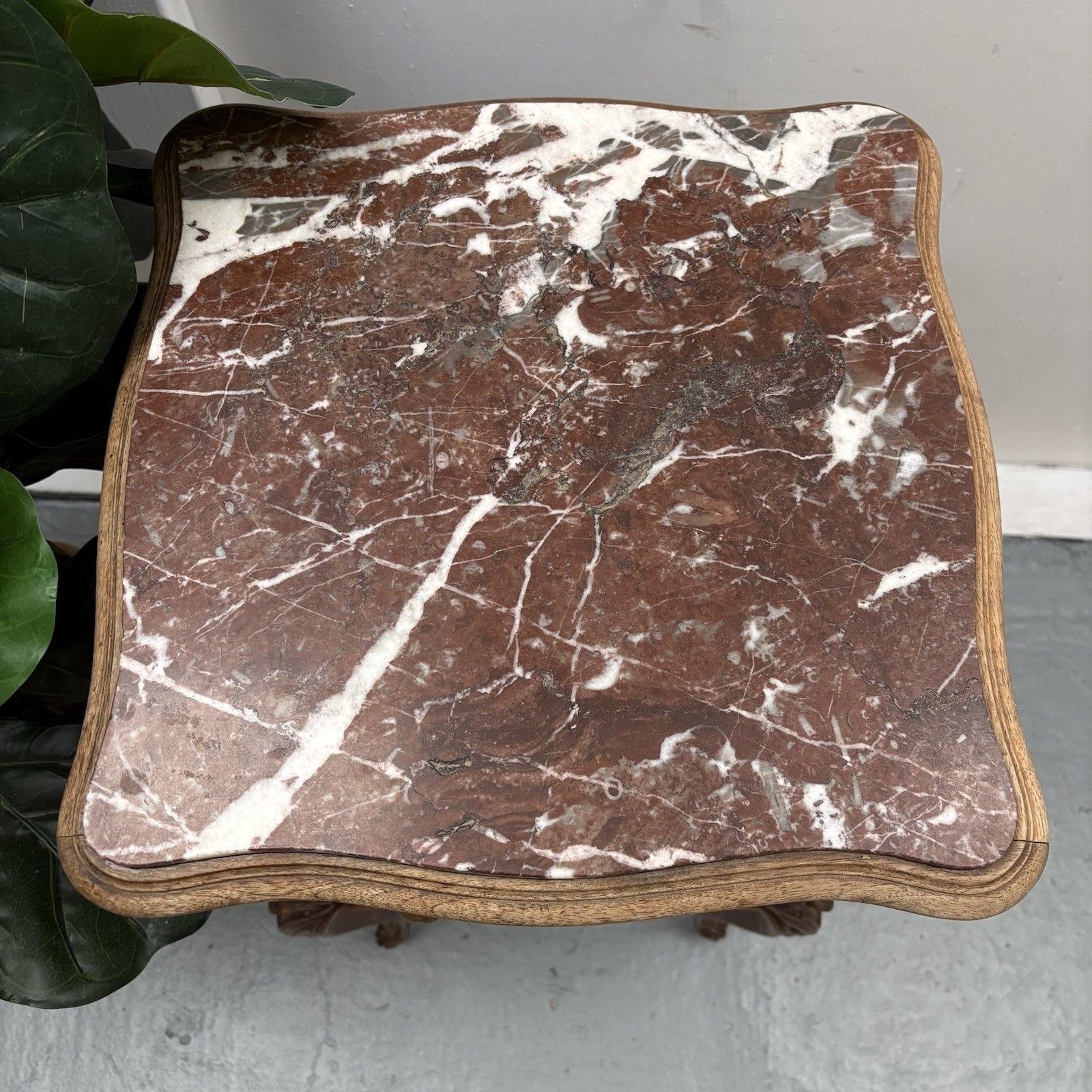 photo for sale Antique French Louis XV Style Walnut & Marble Top Bedside Cabinet Nightstand