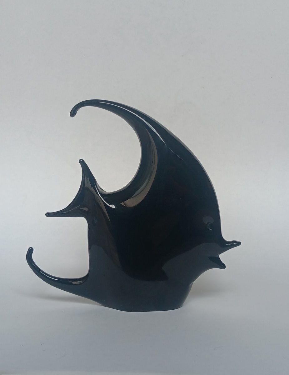 Black Murano Glass Fish Figure By Vincenzo Nason, 1970s photo for sale