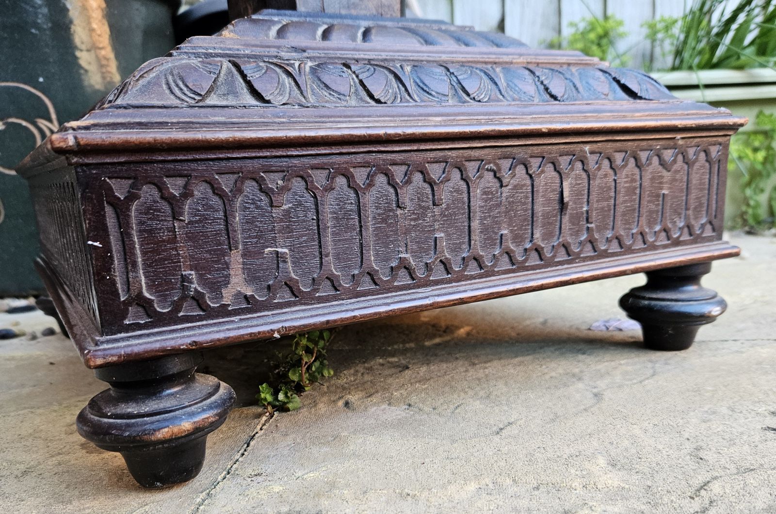 photo for sale Antique Large/Tall Wood Carved  Plant Stand Table Display H 156cm