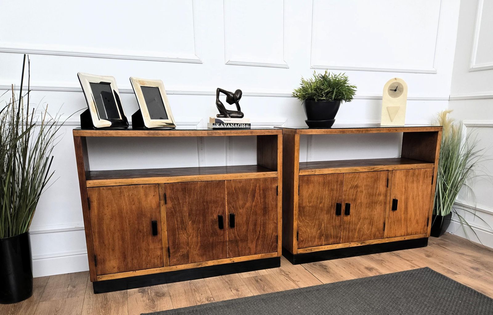 Pair Of 70s Mid Century Regency Art Deco Italian Wood Console Sideboard Credenza photo furniture