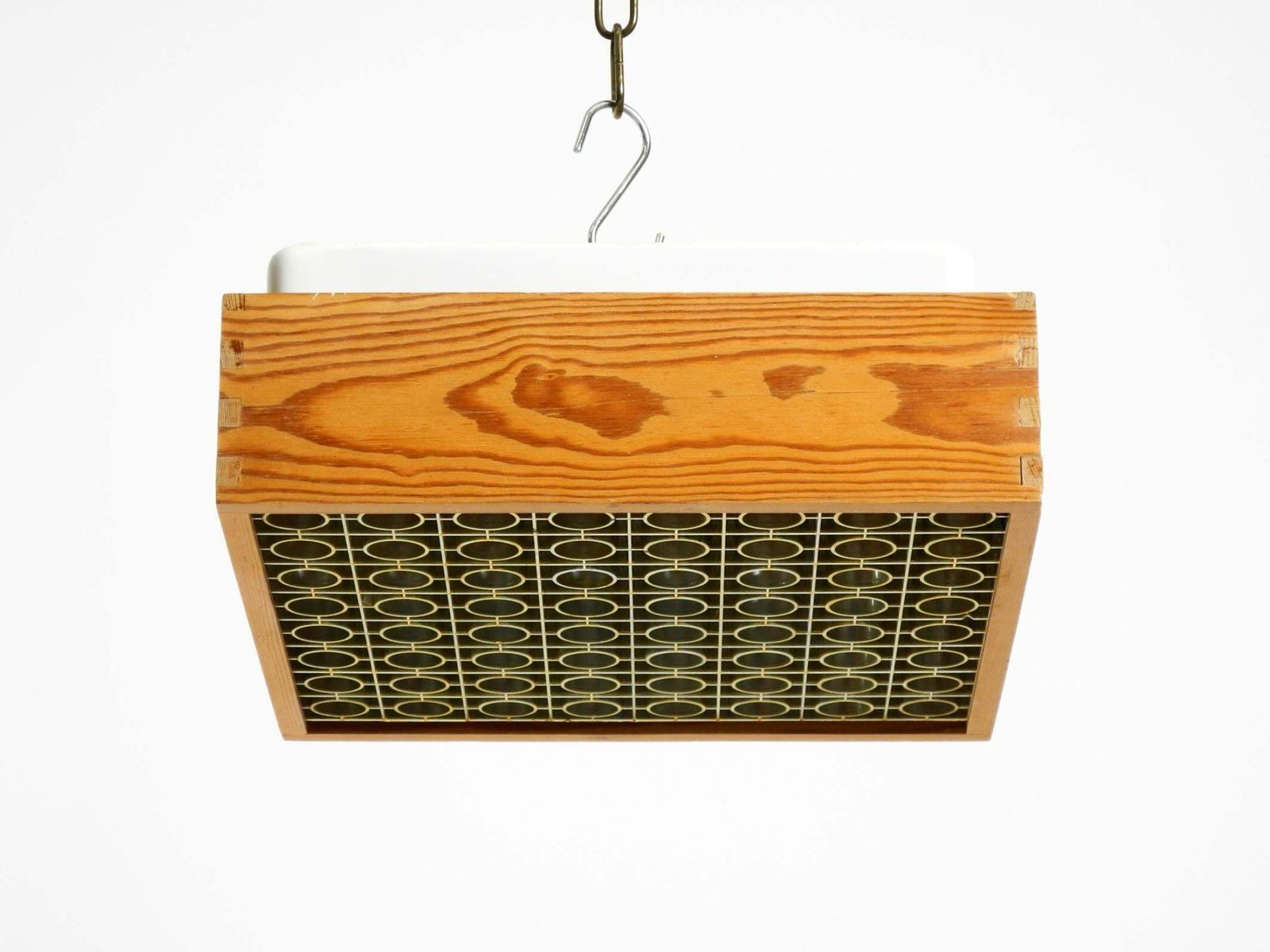 Beautiful 1970s Square Ceiling Lamp Made Of Pine Wood By Alda Sweden photo furniture