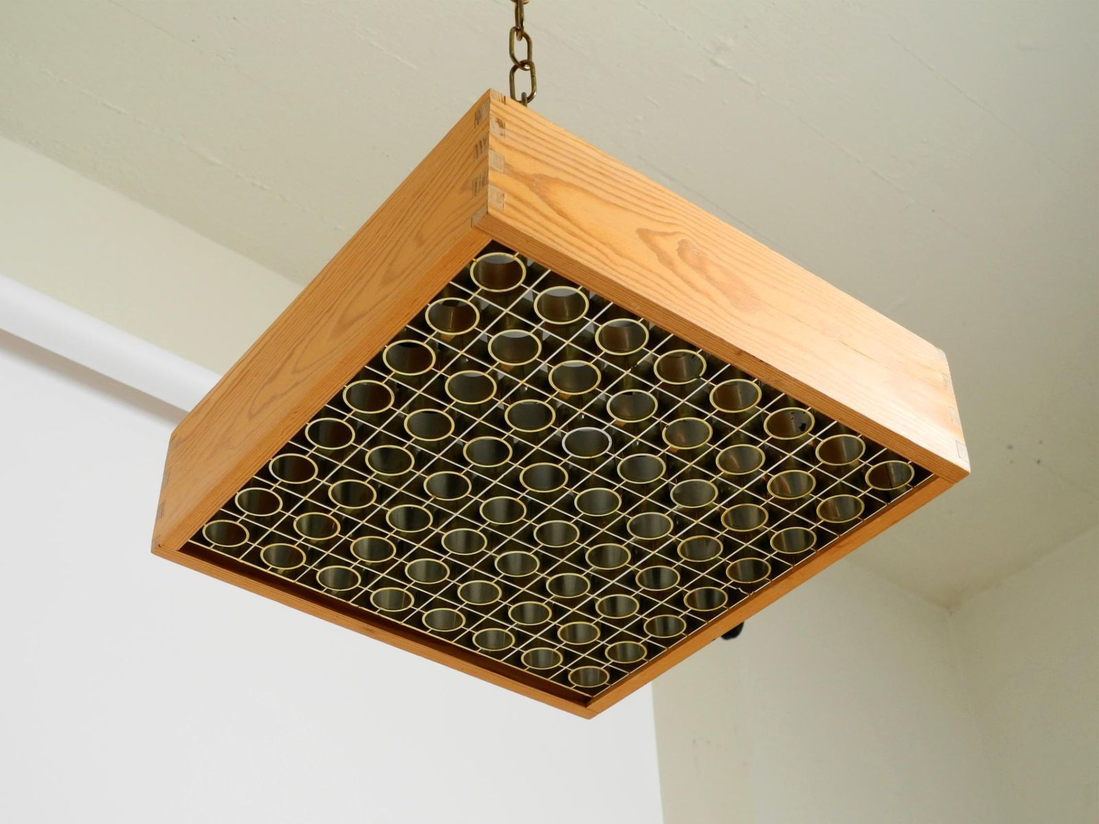 Beautiful 1970s Square Ceiling Lamp Made Of Pine Wood By Alda Sweden photo buy