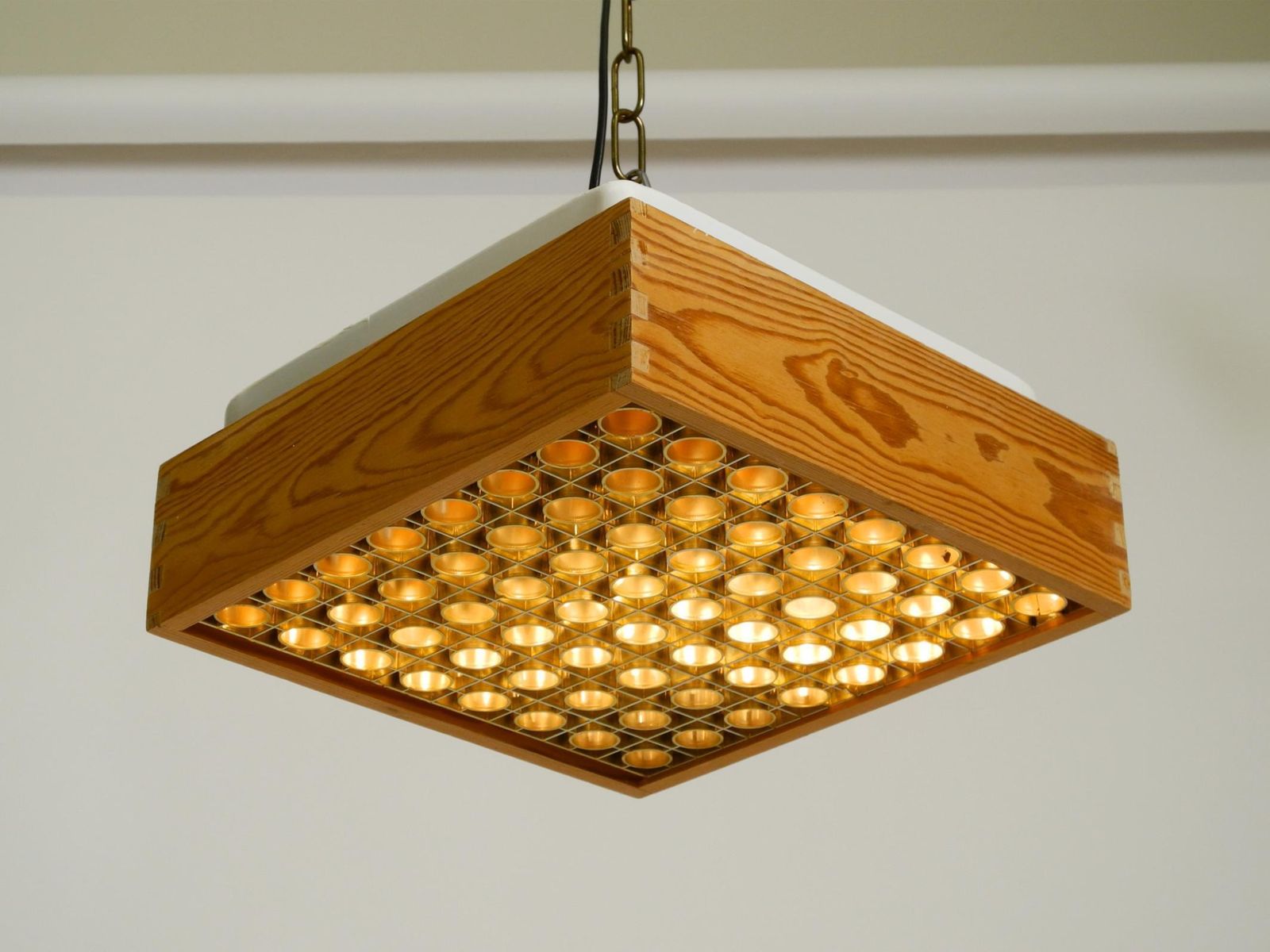 photo furniture Beautiful 1970s Square Ceiling Lamp Made Of Pine Wood By Alda Sweden