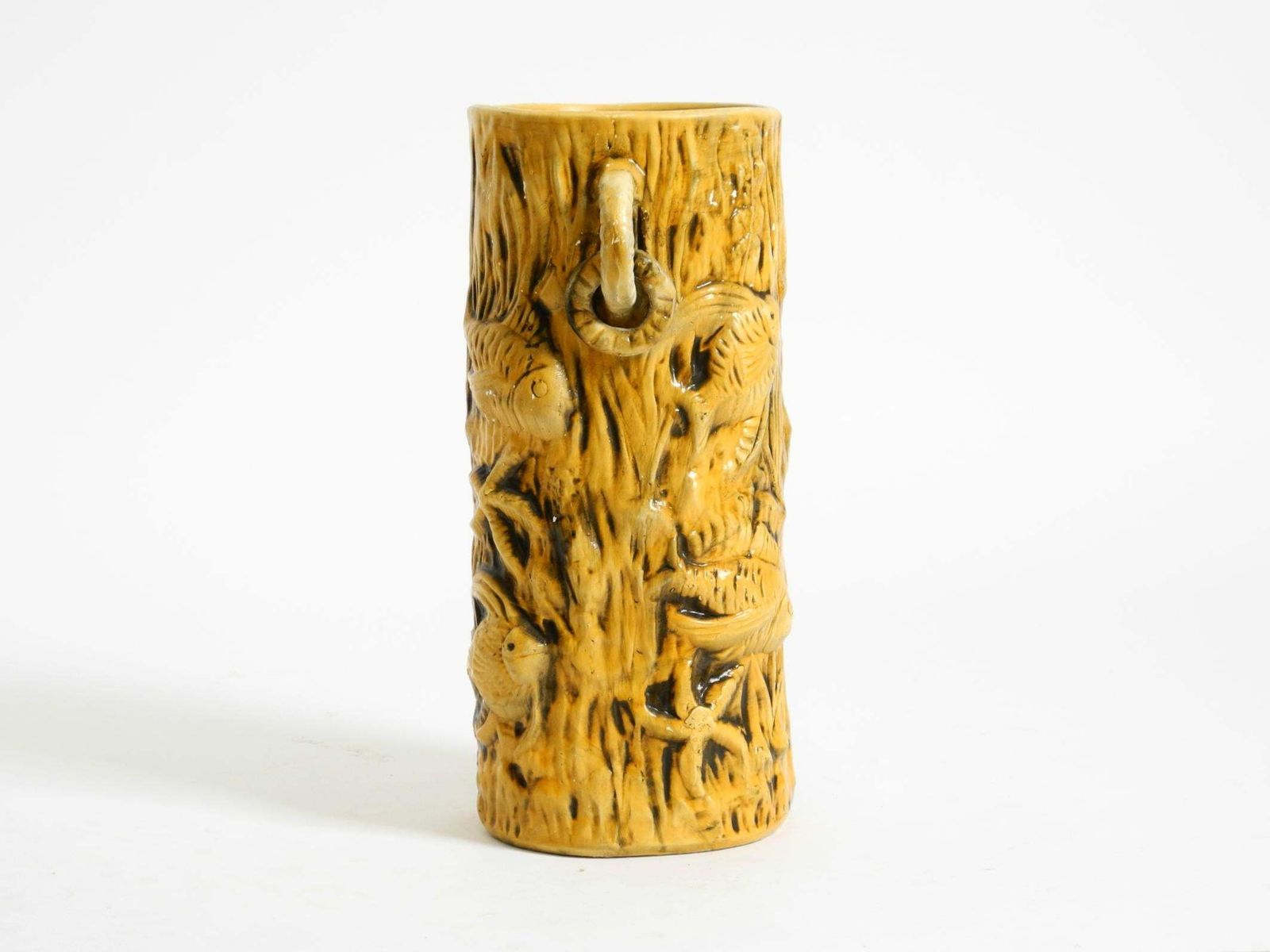 Handmade Glazed Ceramic Floor Vase With Maritime Fish And Starfish Motifs photo Home Decor