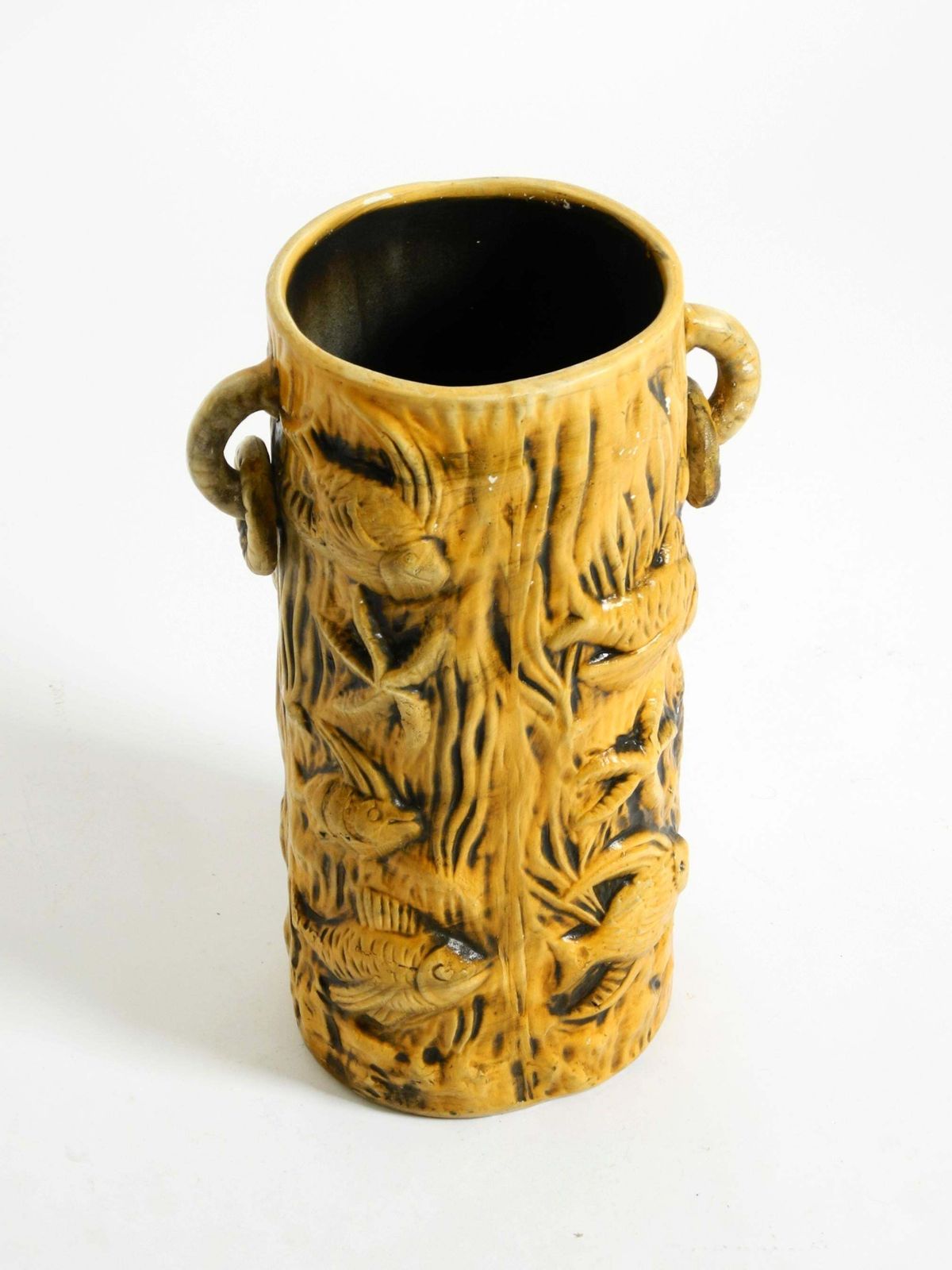 Handmade Glazed Ceramic Floor Vase With Maritime Fish And Starfish Motifs photo buy