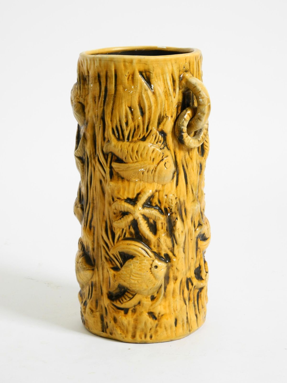 photo furniture Handmade Glazed Ceramic Floor Vase With Maritime Fish And Starfish Motifs