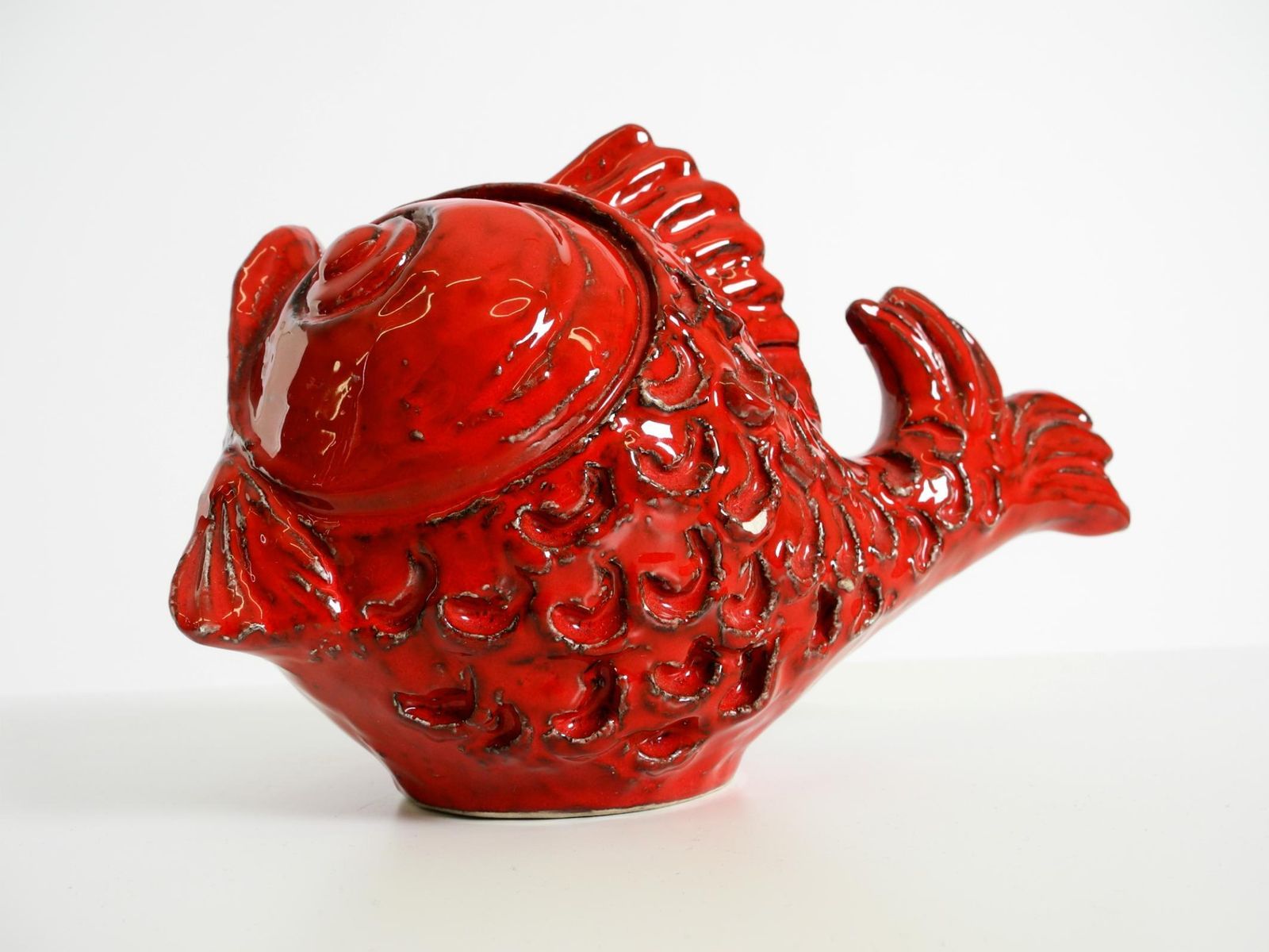 photo for sale Beautiful 1960s Ceramic Fish Money Box By Aldo Londi For Bitossi Italy