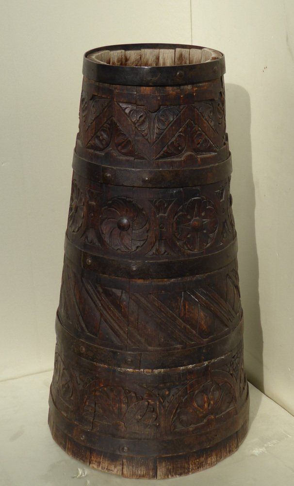 Umbrella Stand In Brass And Walnut, France, 1890s photo furniture