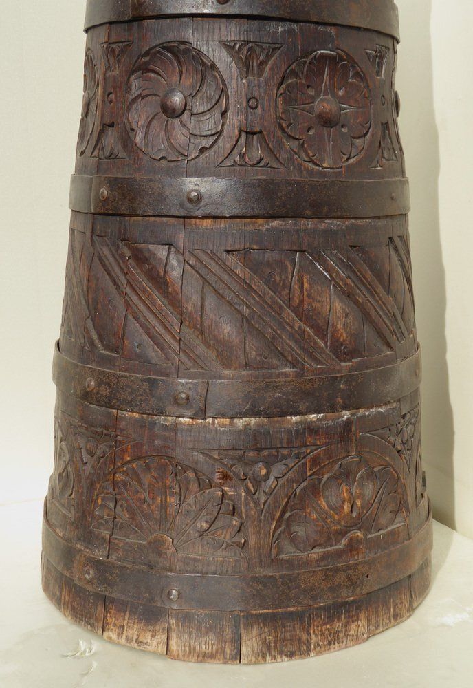 Umbrella Stand In Brass And Walnut, France, 1890s photo vinterior