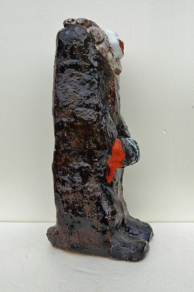 Belgian Brutalist Cubist Clown Sculpture In Ceramic, 1960s photo for sale