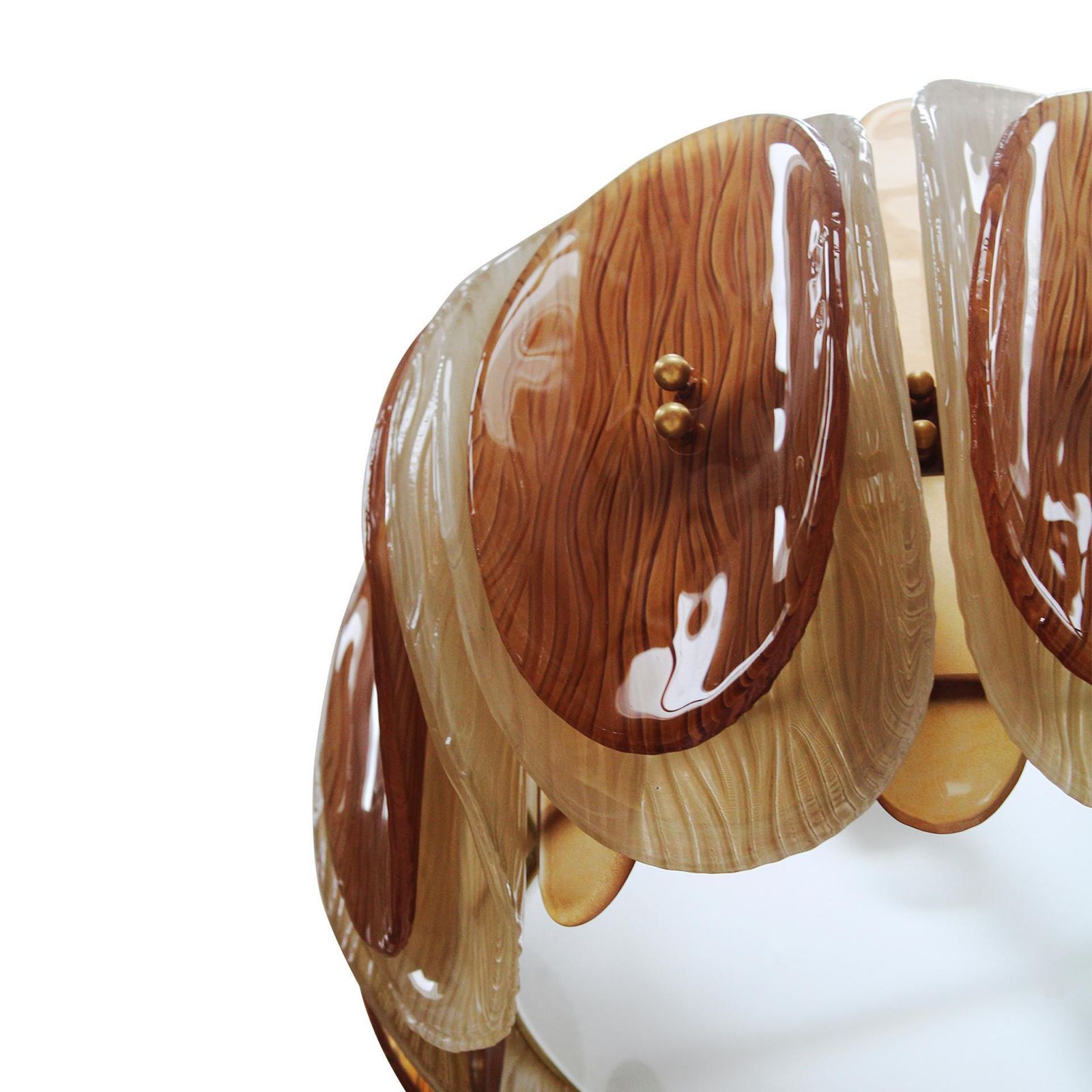 Midmodern Style Italian Brass Pendant Lamp With Brown And Beige Murano Glass photo buy