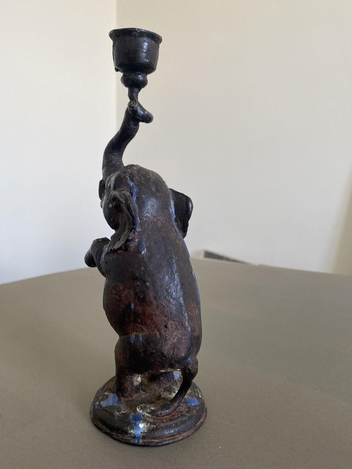 Antique Bronze Elephant Candle Holder, Eastern Origin, Circa 1890 photo Home Decor