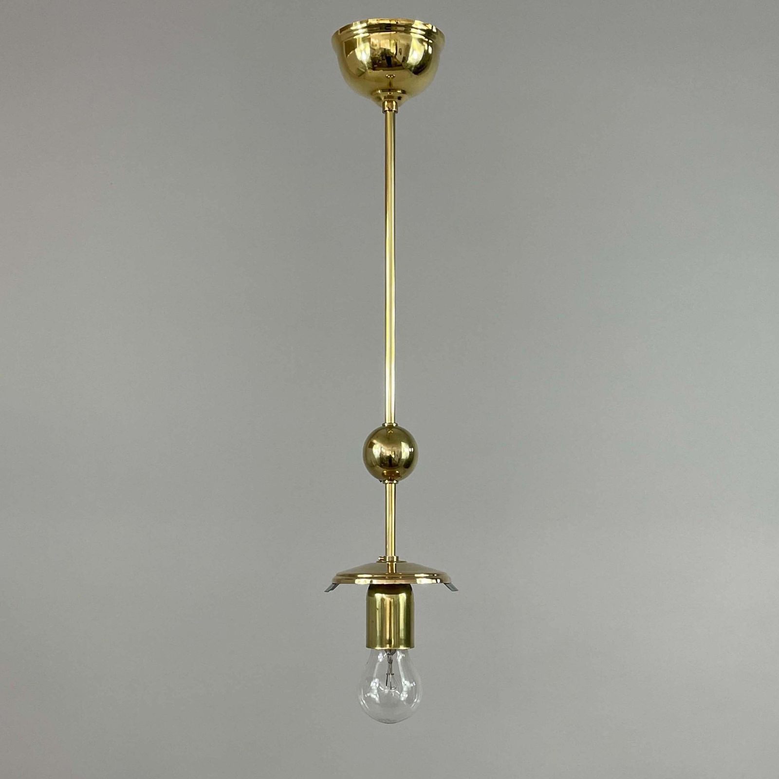 Amber Bubble Glass & Brass Pendant By Helena Tynell For Limburg, Germany 1960s photo vintage
