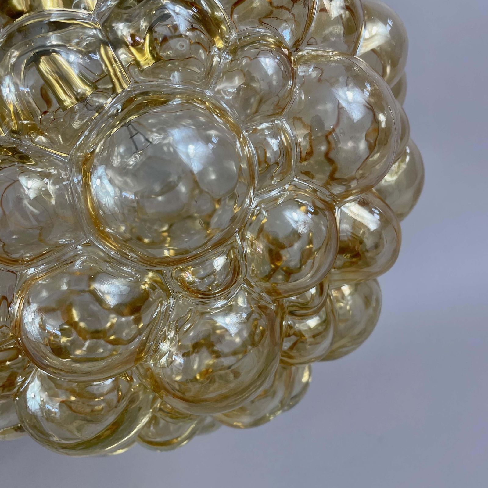 Lighting Amber Bubble Glass & Brass Pendant By Helena Tynell For Limburg, Germany 1960s photo