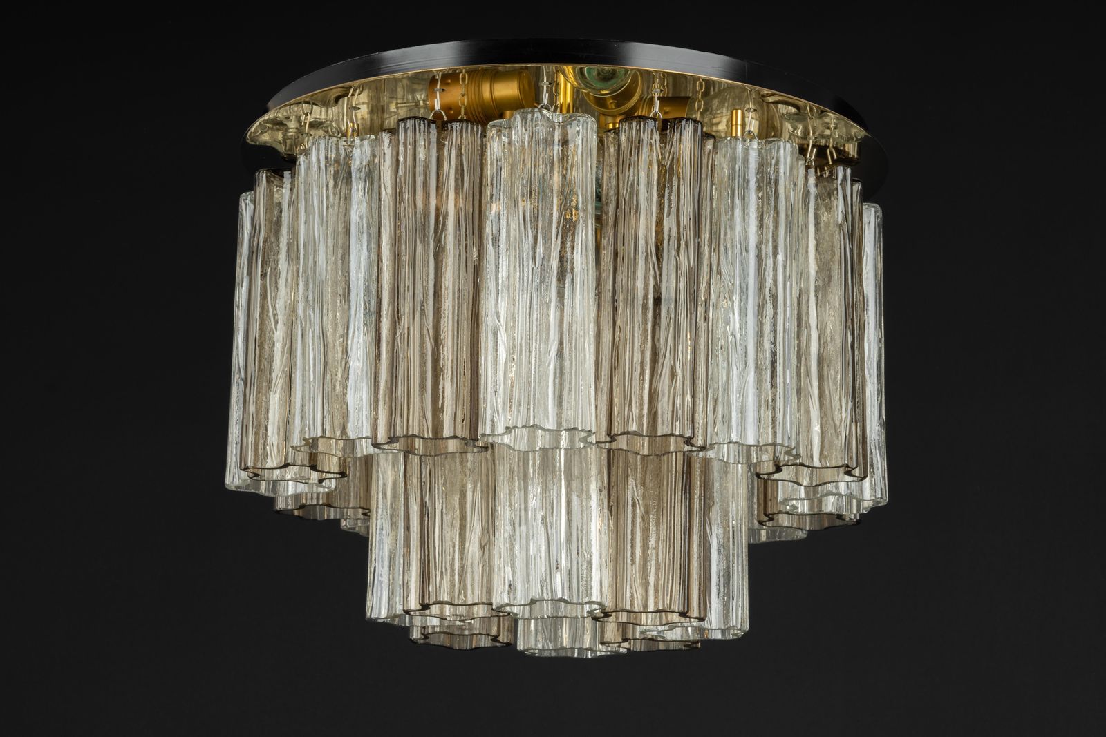 photo for sale 1 Of 2 Tronchi Murano Glass Flush Mount Light By Venini For Kalmar, Austria, 60s