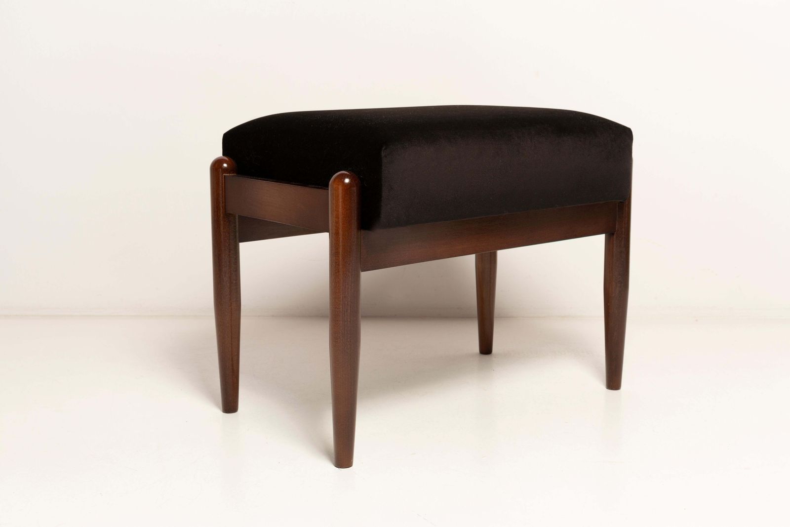 Mid Century Gfm Stool In Black Velvet, E. Homa, Europe, 1960s photo 282.0