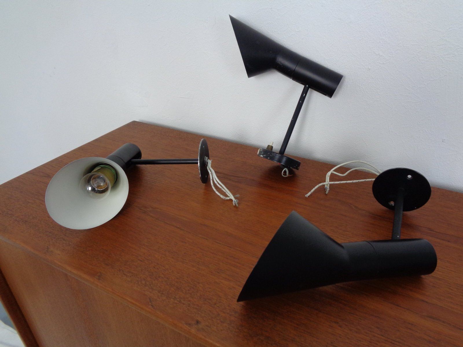 Early Visor Wall Lamps By Arne Jacobsen For Louis Poulsen, Denmark, 1950s, Set Of 3 photo furniture