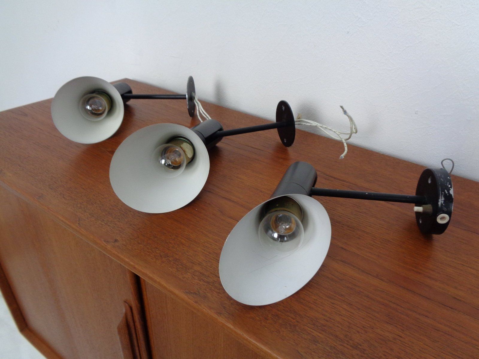 photo for sale Early Visor Wall Lamps By Arne Jacobsen For Louis Poulsen, Denmark, 1950s, Set Of 3