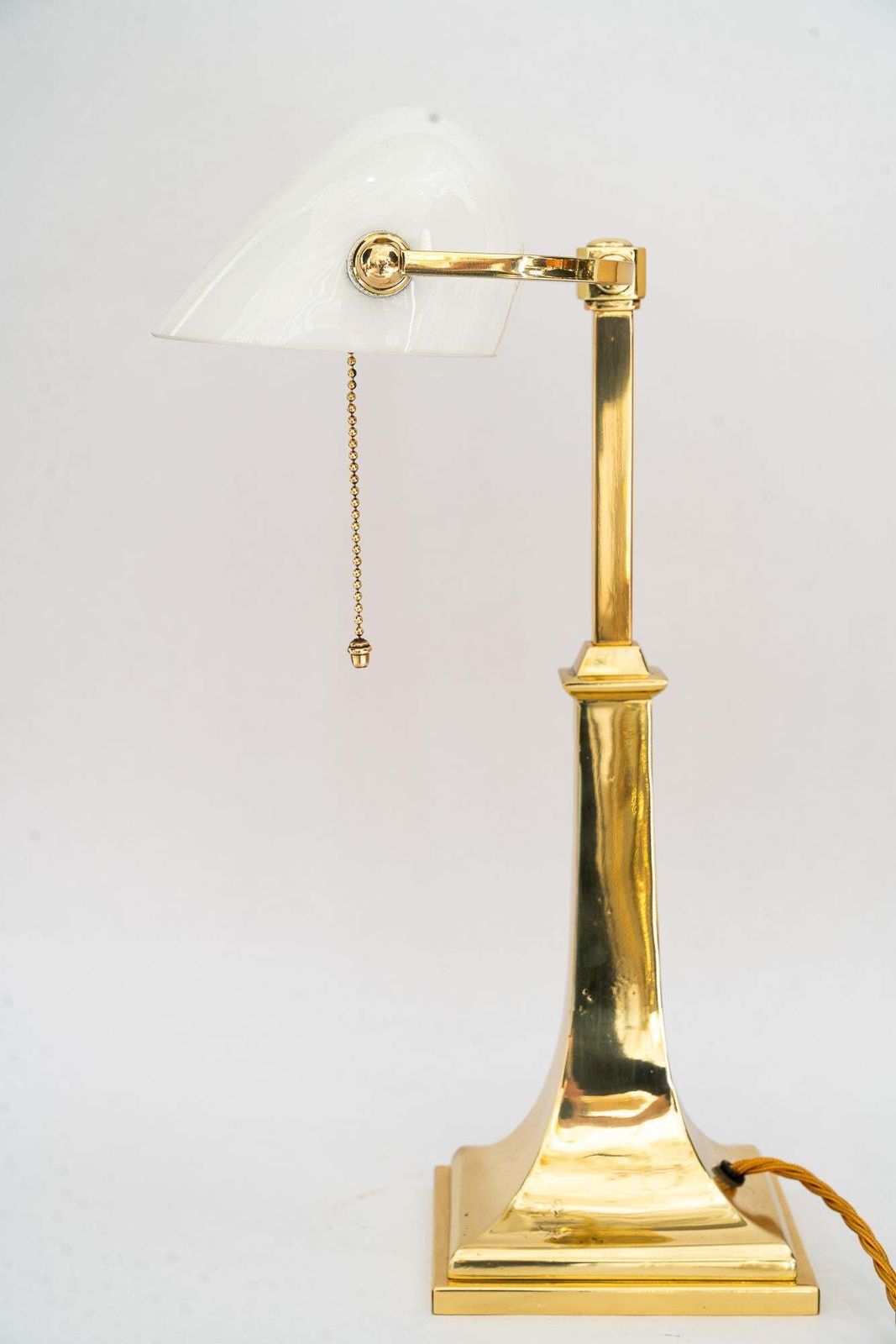 Art Deco Banker Lamp With Original Glass Shade Around 1920s photo furniture