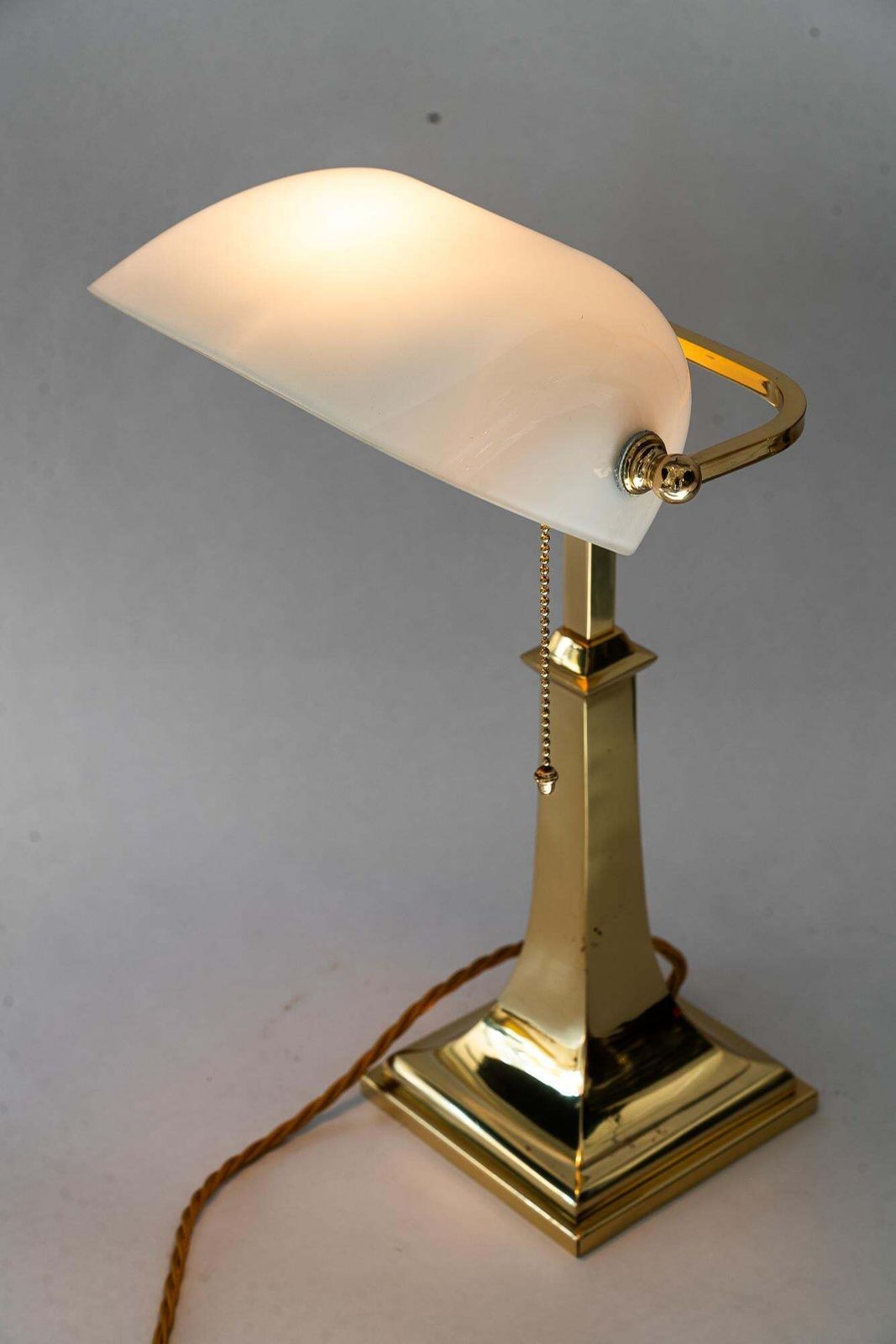 Lighting Art Deco Banker Lamp With Original Glass Shade Around 1920s photo