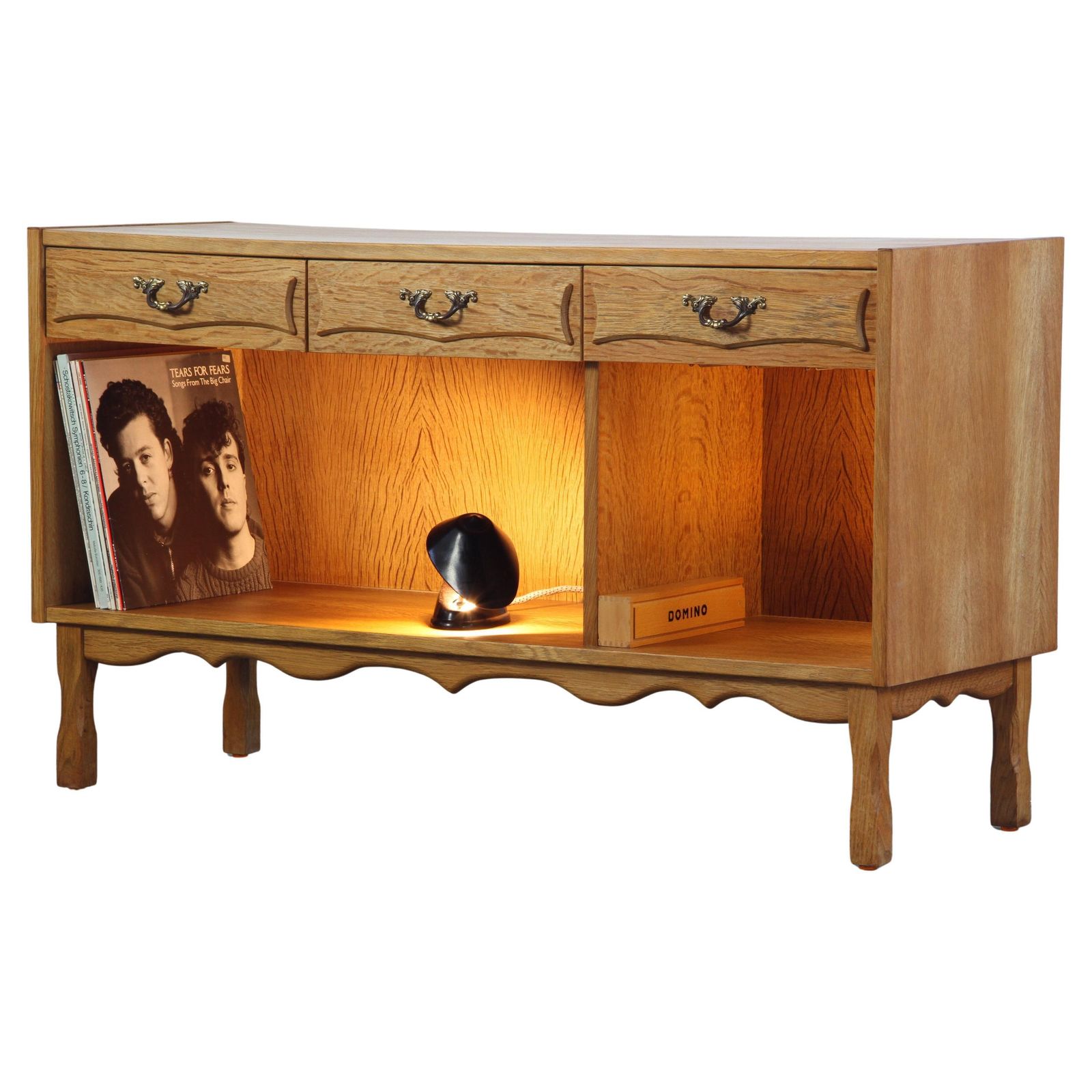 Vintage 1960s Danish Brutalist Oak Sideboard, In The Style Of Henning Kjærnulf