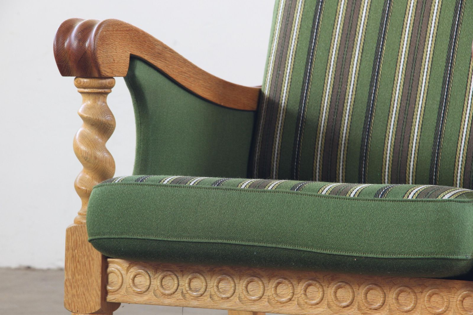 Furniture Vintage Solid Oak Danish Brutalist Lounge Chair, Henning Kjærnulf Style, 1960s photo