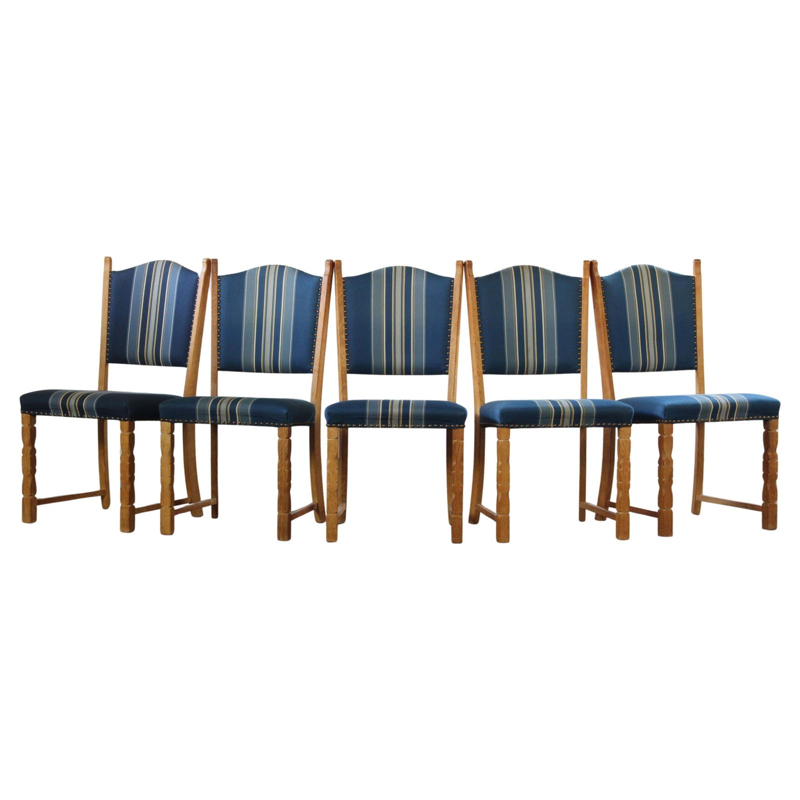 Set Of 5 Vintage Mid Century Modern Danish Oak Dining Chairs, Kjærnulf Style