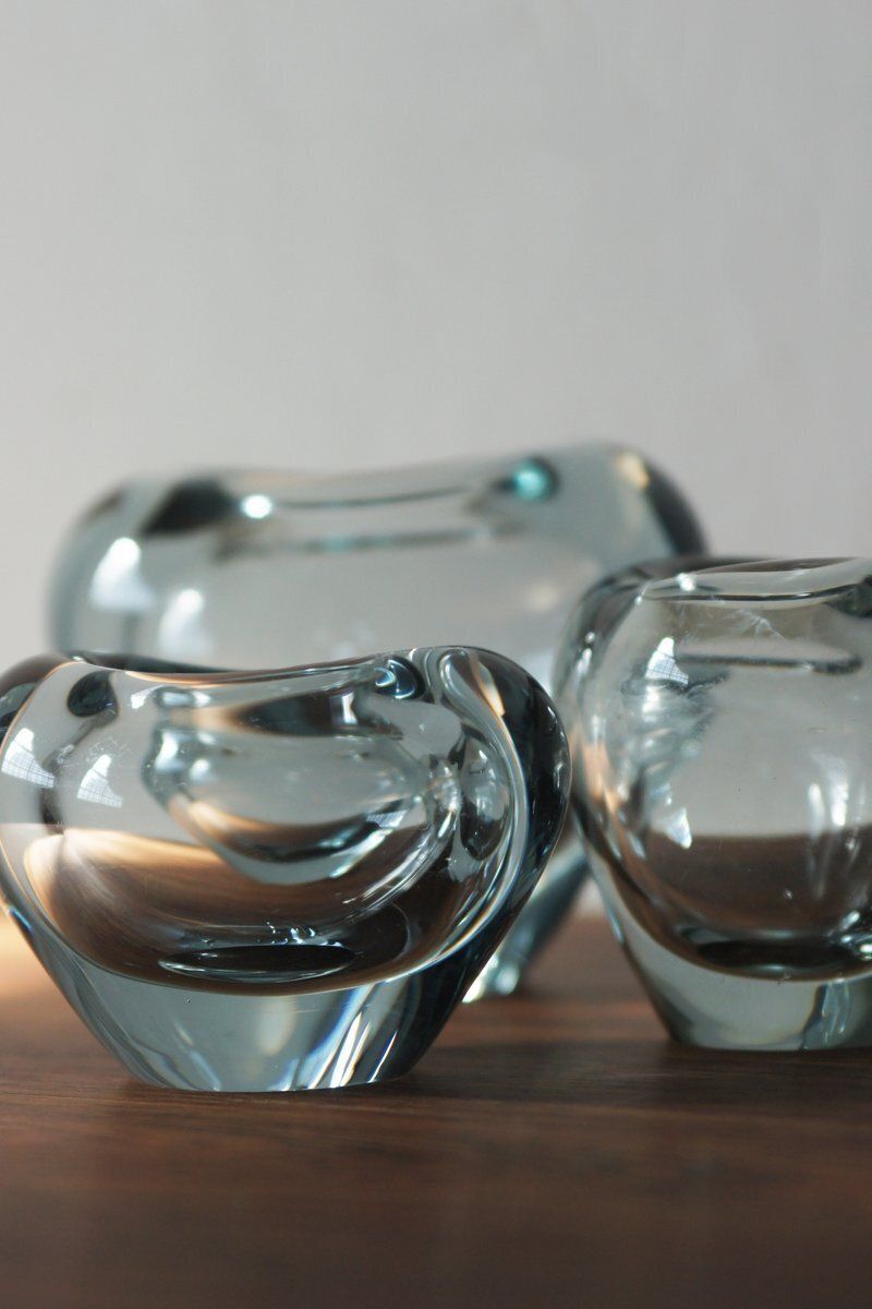 Blue Heart Vases By Per Lütken For Orrefors, Sweden, Set Of 3 photo Home Decor