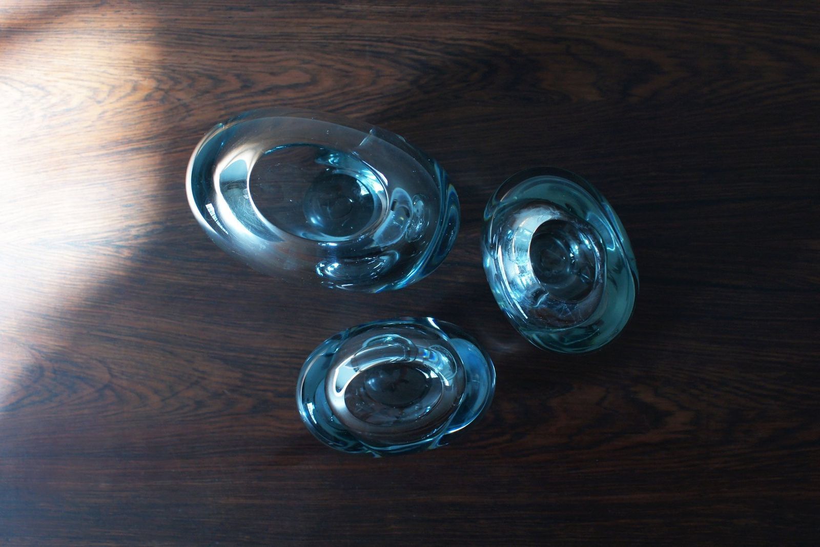 Blue Heart Vases By Per Lütken For Orrefors, Sweden, Set Of 3 photo 449.0