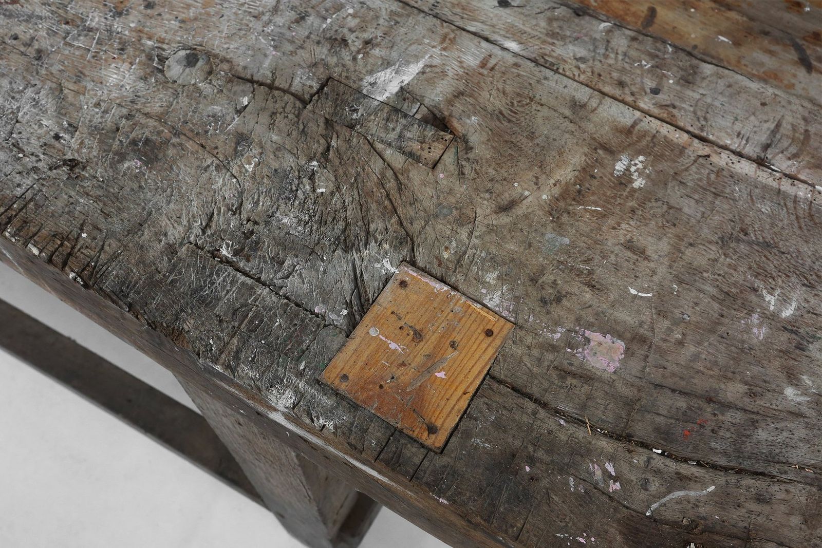 photo vintage Industrial Oak Workbench, Belgium, 1900s