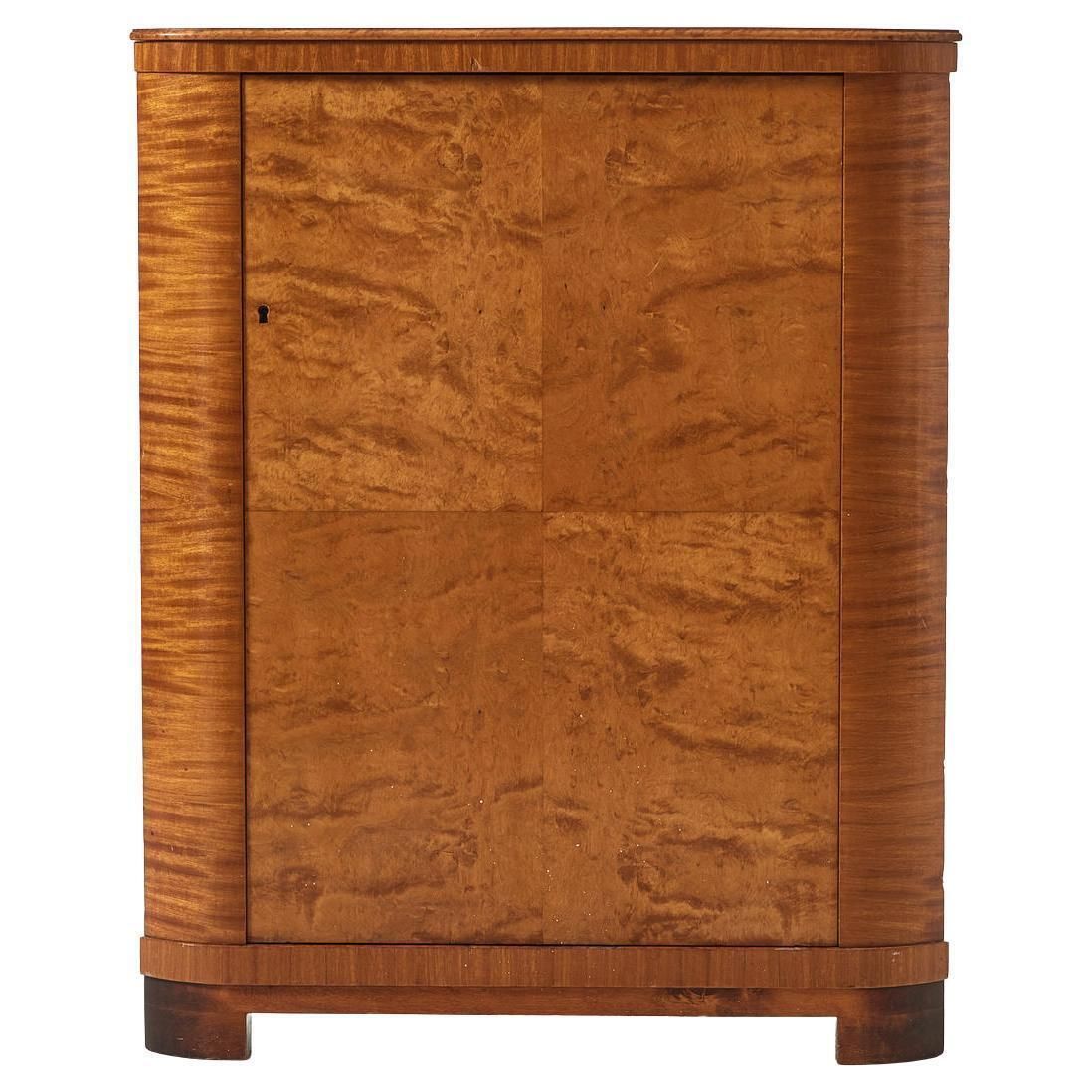 Early 20th Century, Swedish Modern Bar Cabinet In Birch By H. Westlund, 1930s
