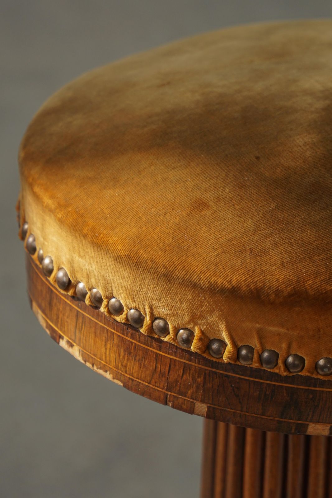 photo vinterior Antique Piano Stool, Oak & Velvet, French Cabinetmaker, Mid 19th Century