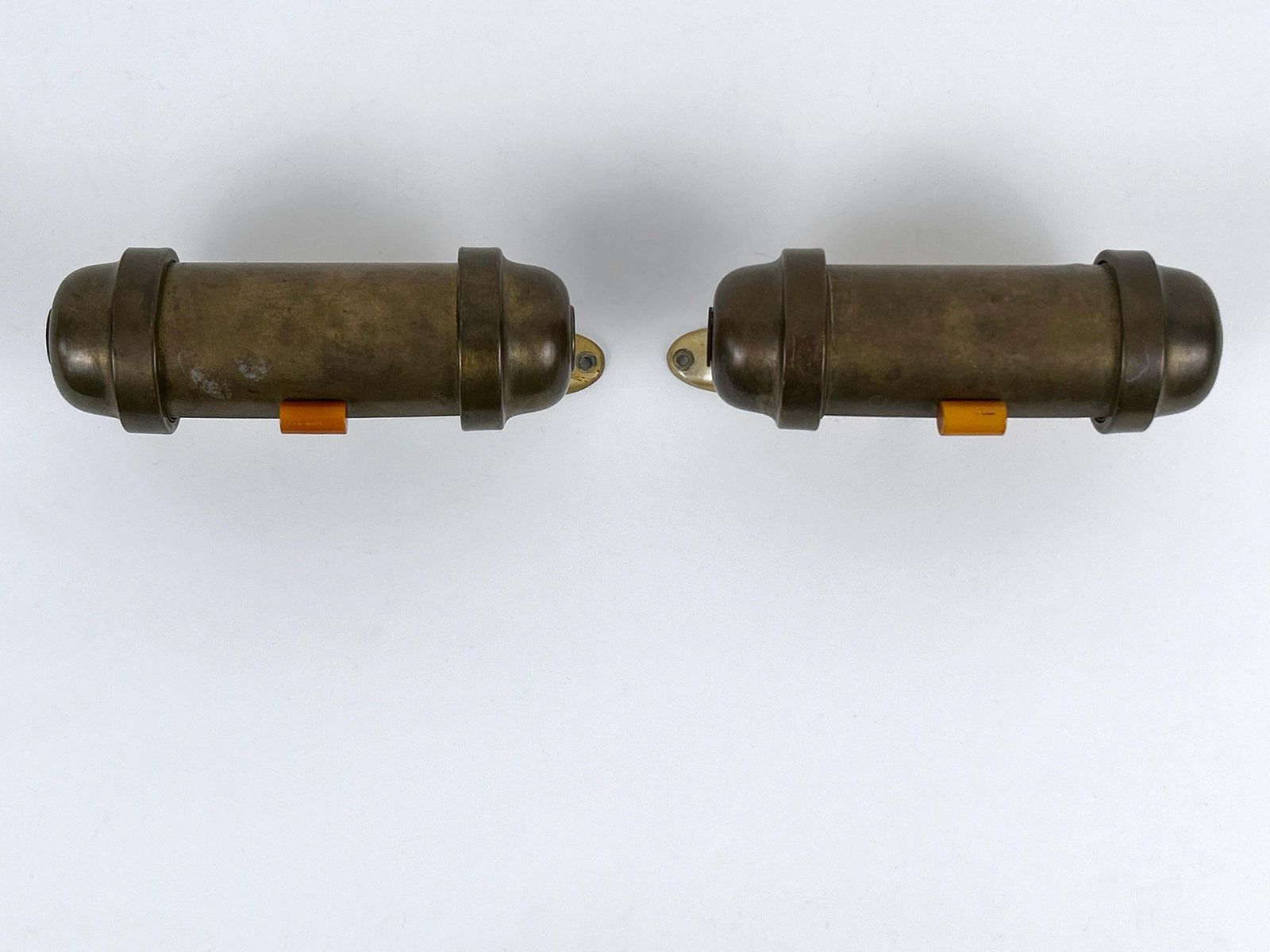 Set Of Two Streamline Bauhaus Design Sub Marine Cabinet Sconces Germany 1930s photo for sale