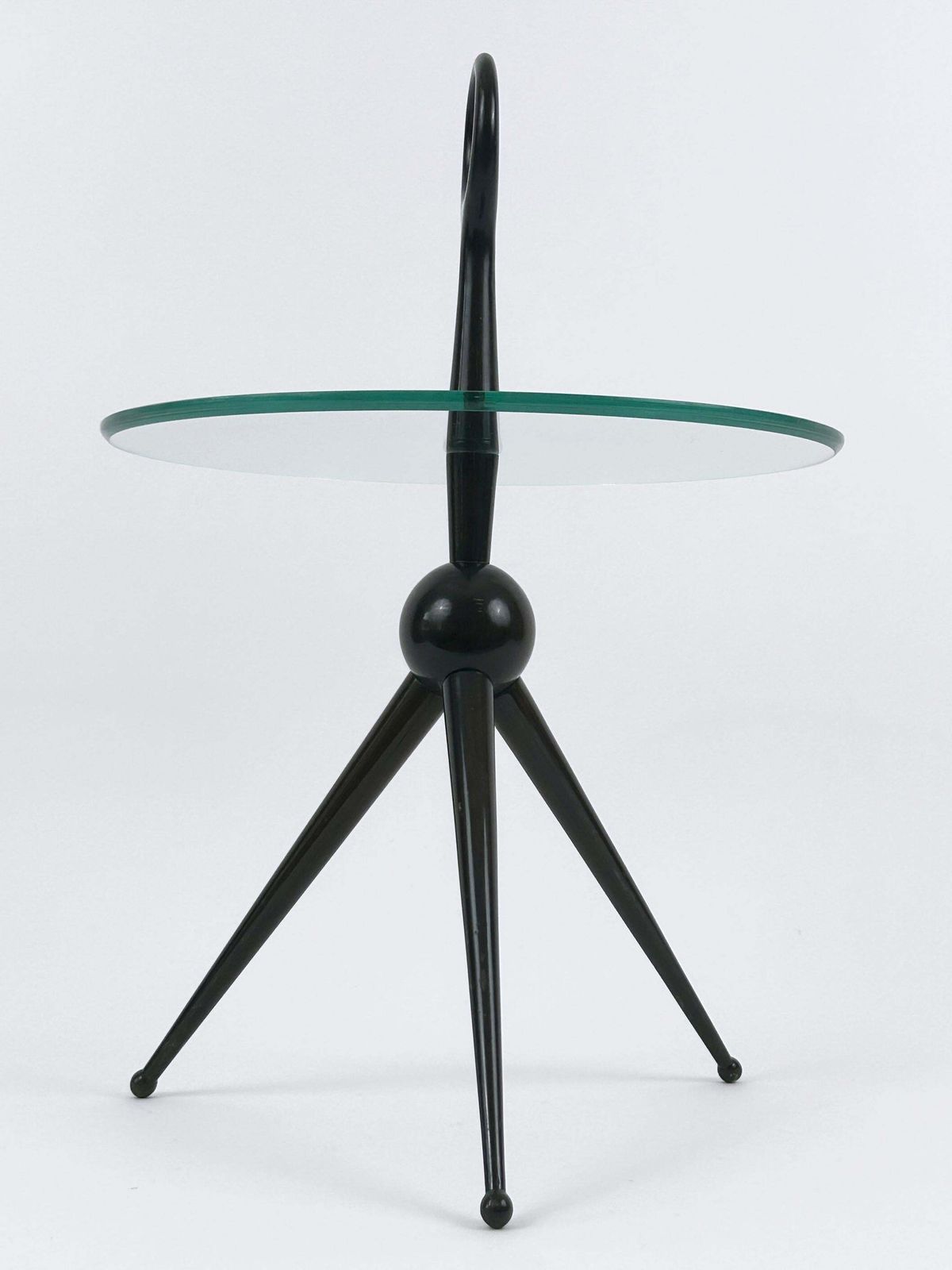 Elegant Mid Century Modern Tripod Side Table By Cesare Lacca Italy 1950s photo vinterior